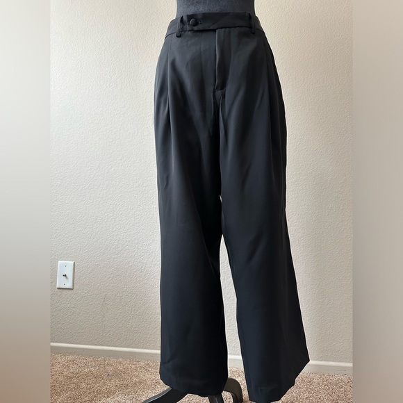 Tom Ford Straight Leg High Waist Pleated Black Button Slack Trousers Dress Pants - Picture 1 of 15